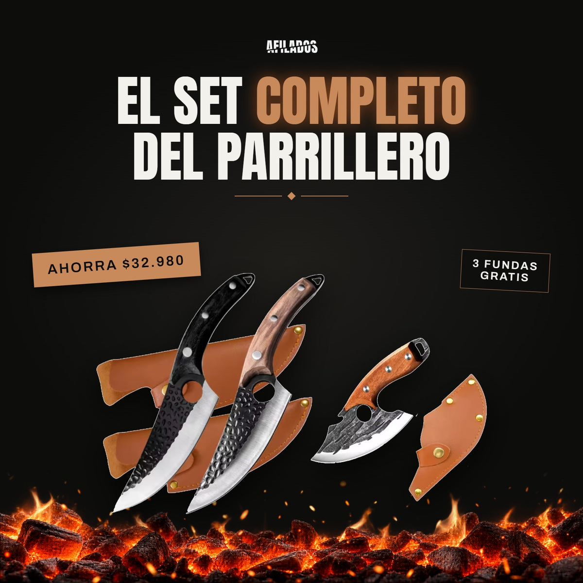 Pack Trío Afilados: el set completo del parrillero